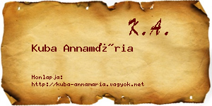 Kuba Annamária névjegykártya