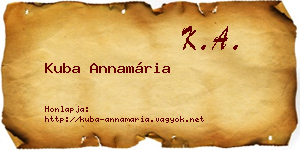Kuba Annamária névjegykártya